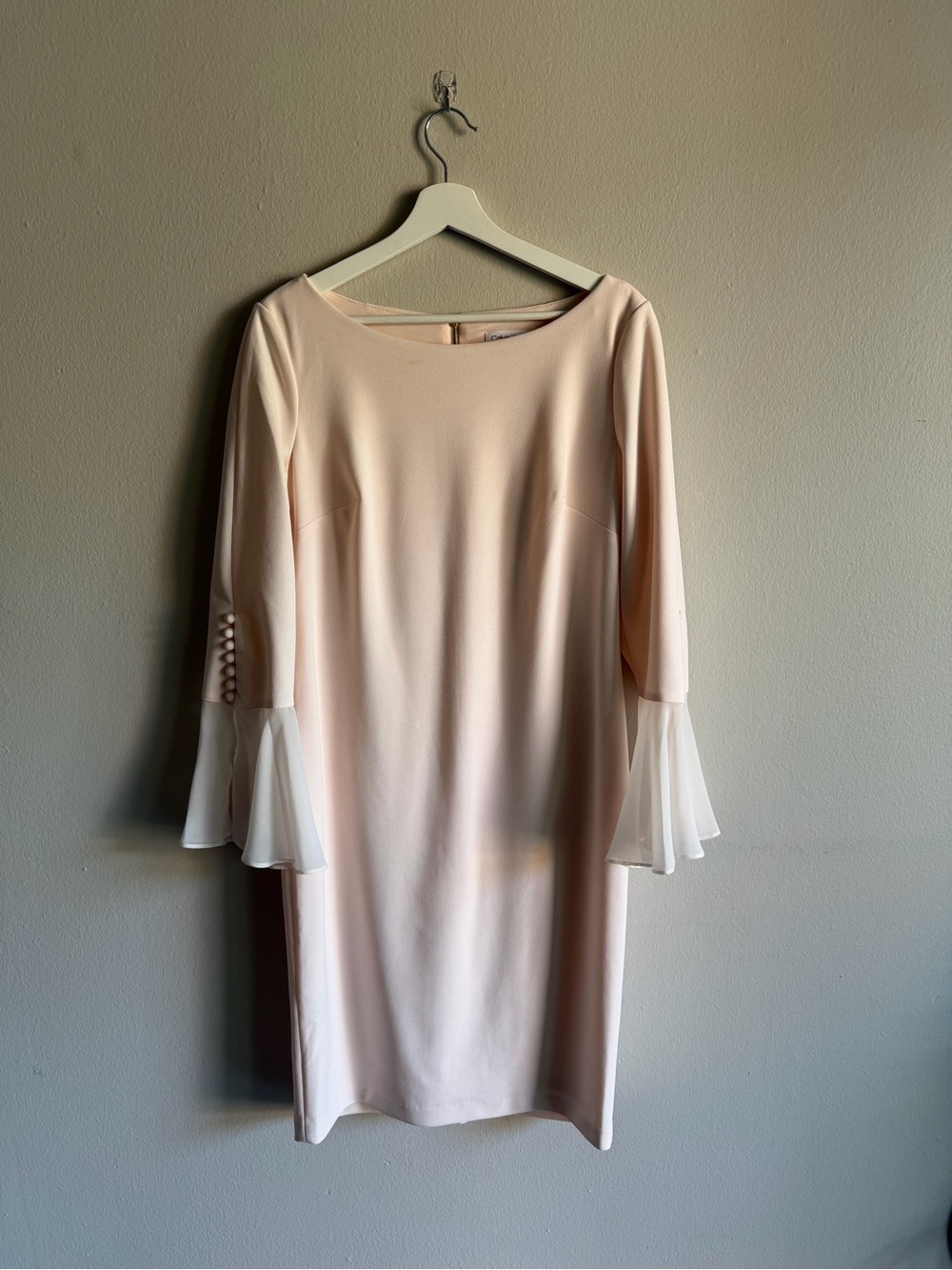 Calvin Klein Soft Blush Bell Sleeve Midi Dress